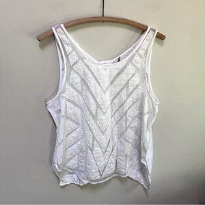 Free People ~ White Burnout Mesh Sheer Sleeveless Tank Top in size Medium